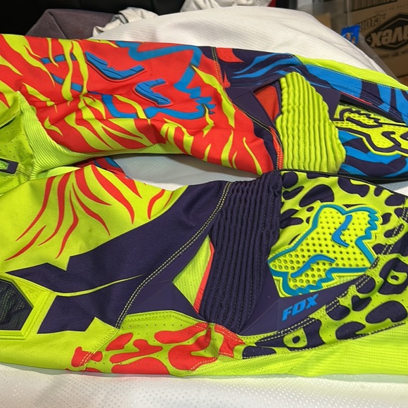 Fox 360 Moto Pants Size 36 Neon Leopard Print Motocross Dirt Bike Atv Protection - Picture 6 of 12